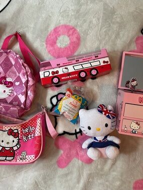 Sanrio Hello Kitty bundle collection: purse, bag, plushie, McDonald’s toy, etc.